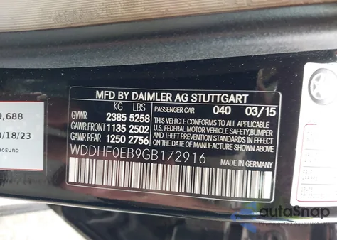 2016 Mercedes-Benz E 250 Bluetec from USA, damaged, VIN WDDHF0EB9GB172916